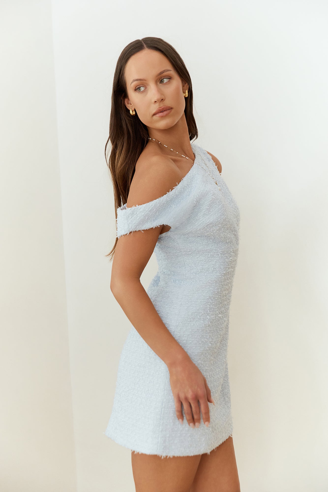 Dreaming Days Off Shoulder Mini Dress Blue-Seaa Fashion