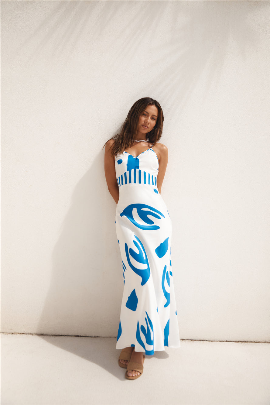 Whirlwind Skies Satin Maxi Dress Blue-Seaa Fashion