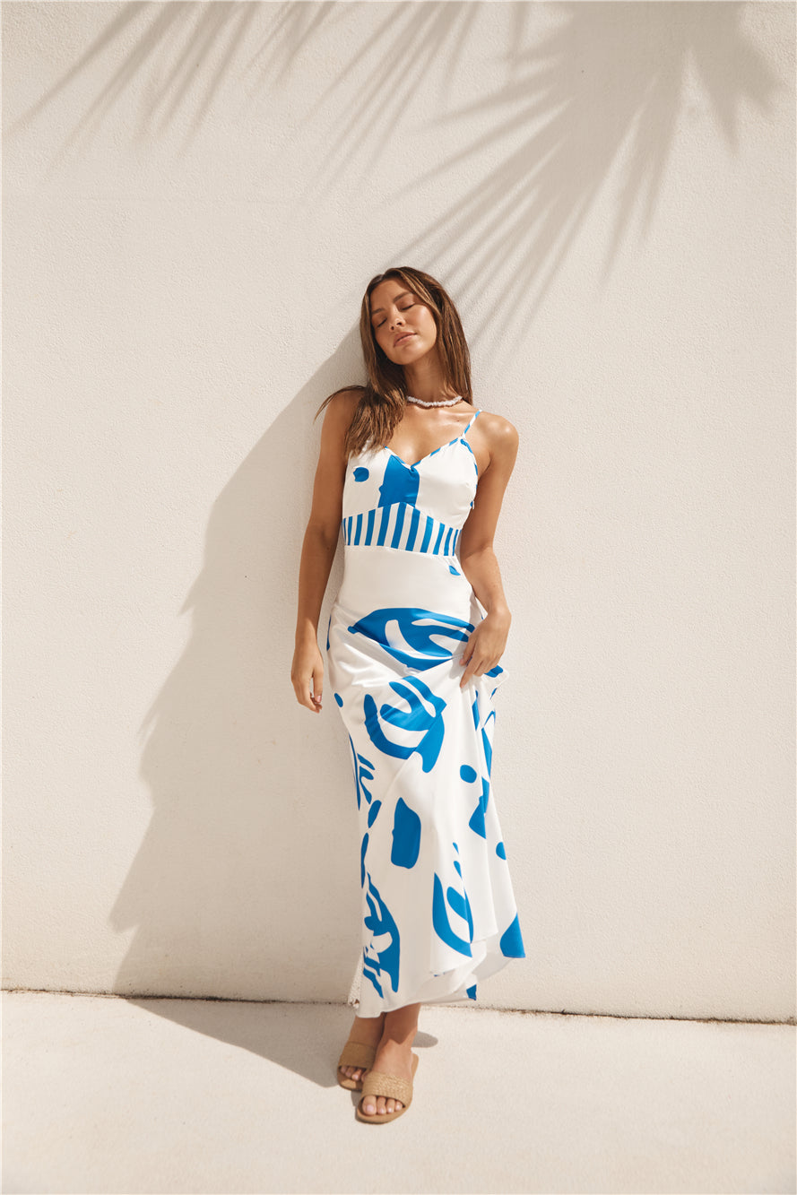 Whirlwind Skies Satin Maxi Dress Blue-Seaa Fashion