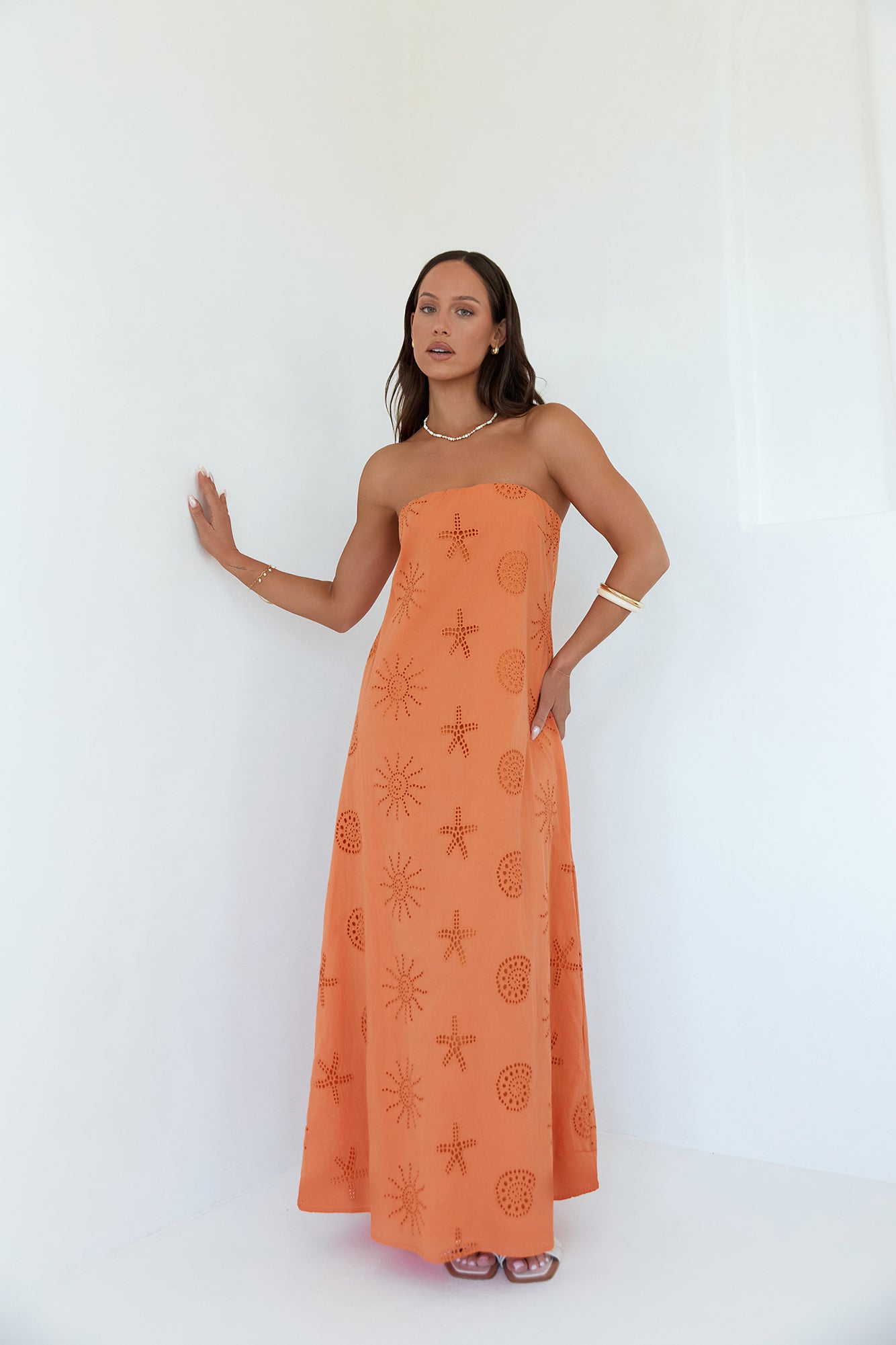 Heart To Heart Strapless Maxi Dress Orange-Seaa Fashion