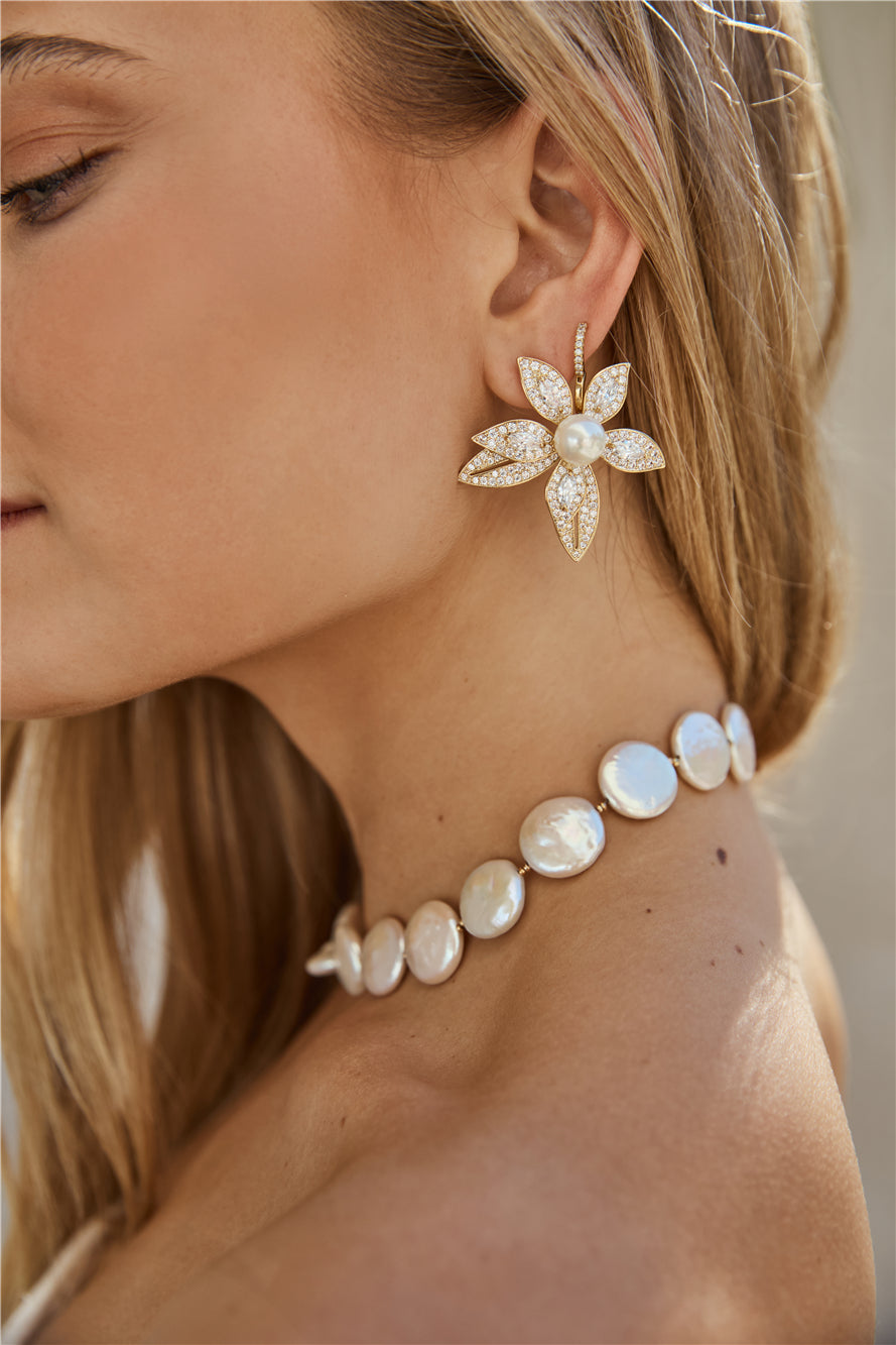 18k Gold Plated Starfish Bloom Earrings Gold-Seaa Fashion