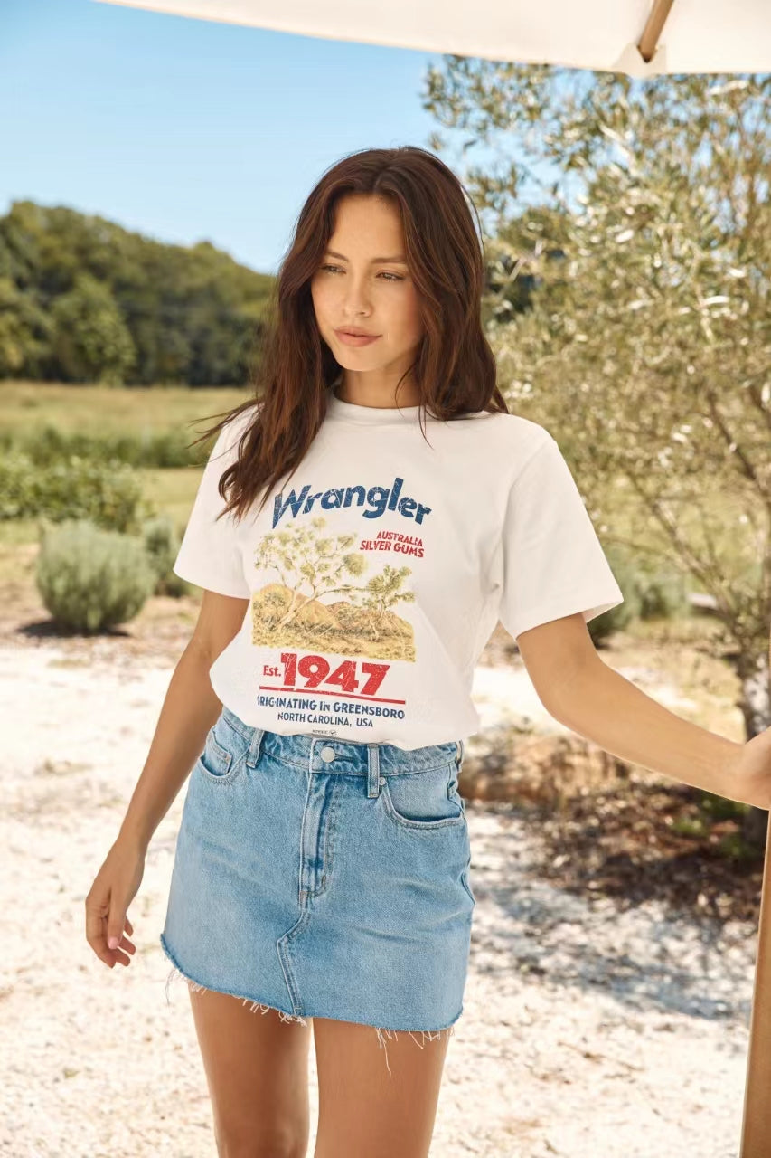 WRANGLER Classic Tee Silver Gum White-Seaa Fashion