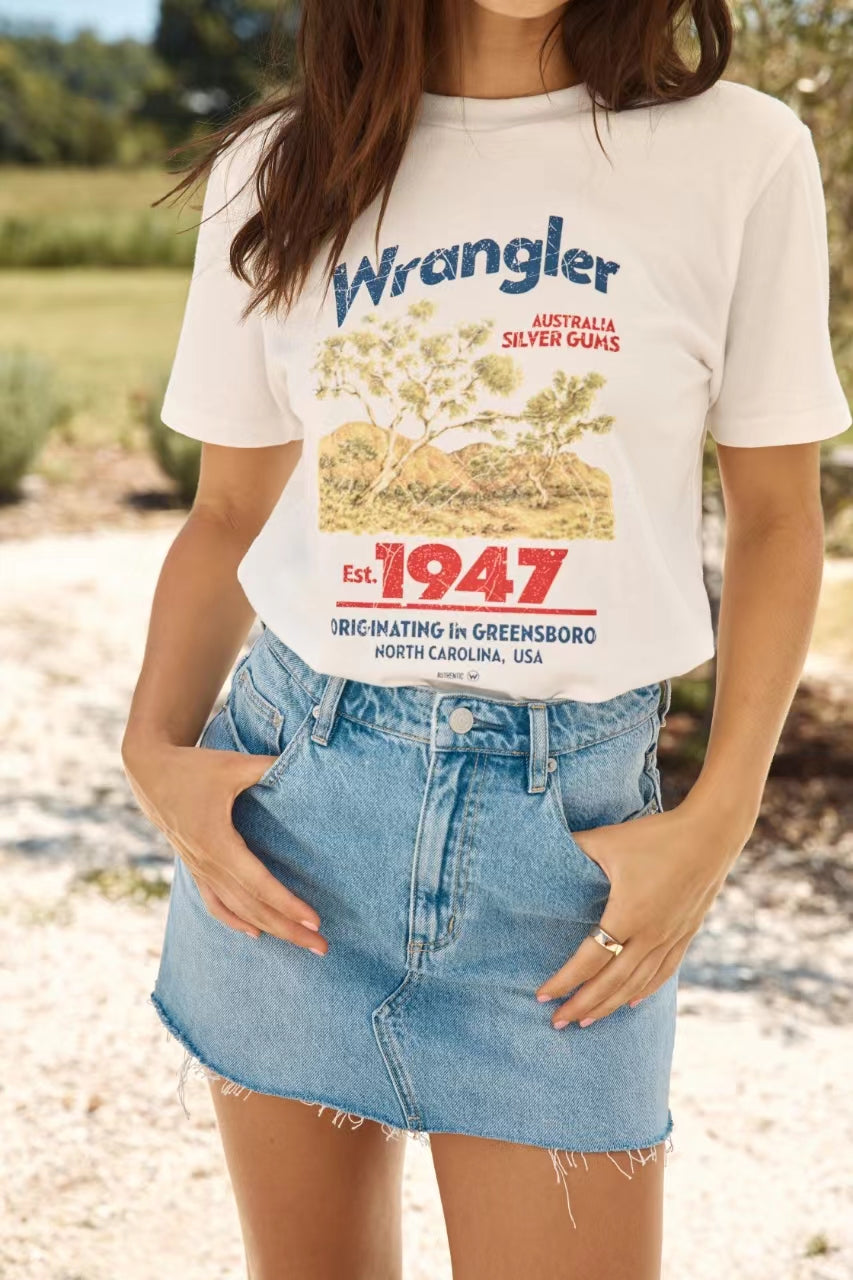 WRANGLER Classic Tee Silver Gum White-Seaa Fashion