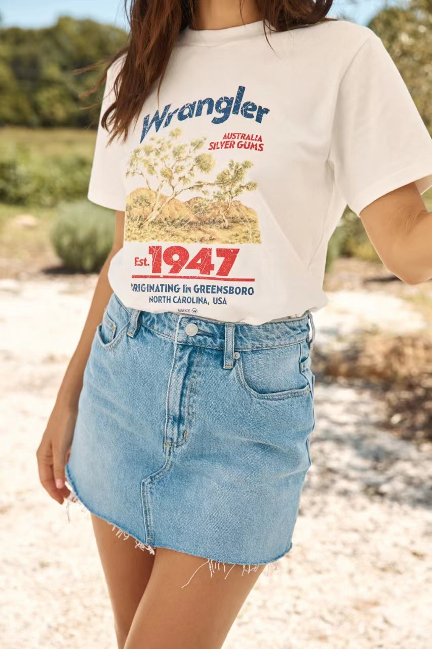 WRANGLER Classic Tee Silver Gum White-Seaa Fashion