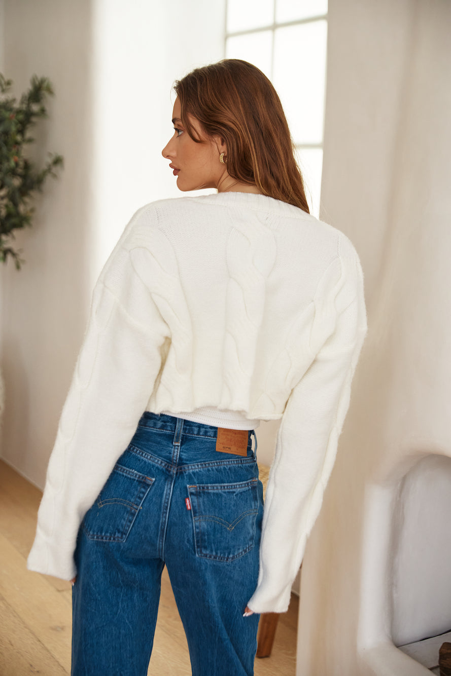 SNDYS Laine Cable Cardigan Powder-Seaa Fashion