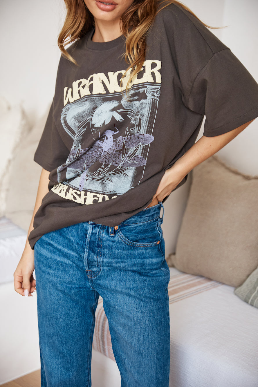 WRANGLER Dragonfly Boxy Slouch Tee Slate-Seaa Fashion
