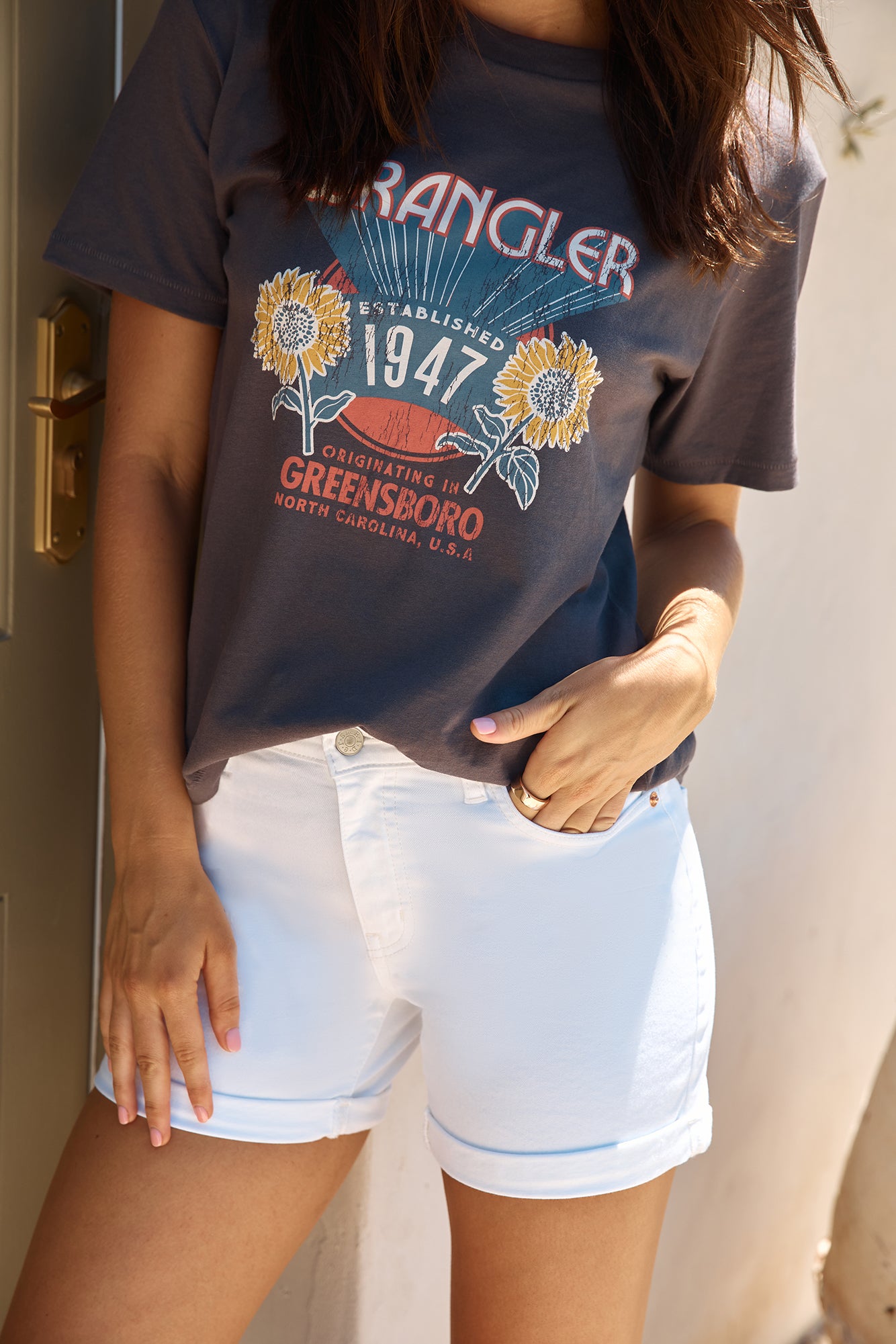 WRANGLER Classic Tee Sunfields Slate-Seaa Fashion