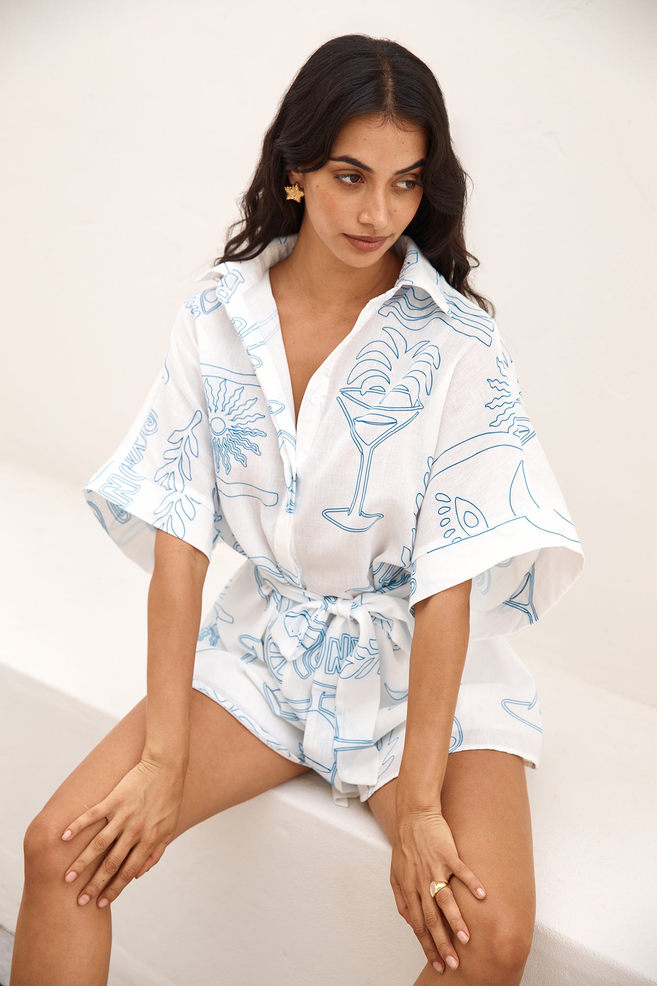 Catalonia Coast Romper Blue-Seaa Fashion