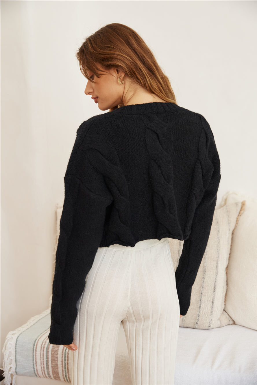 SNDYS Laine Cable Cardigan Black-Seaa Fashion