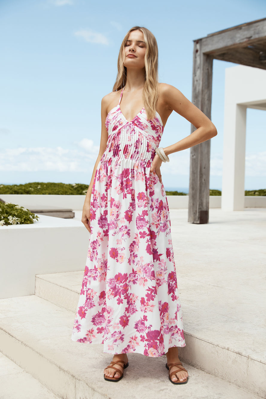 Cross My Heart Halter Maxi Dress Pink-Seaa Fashion