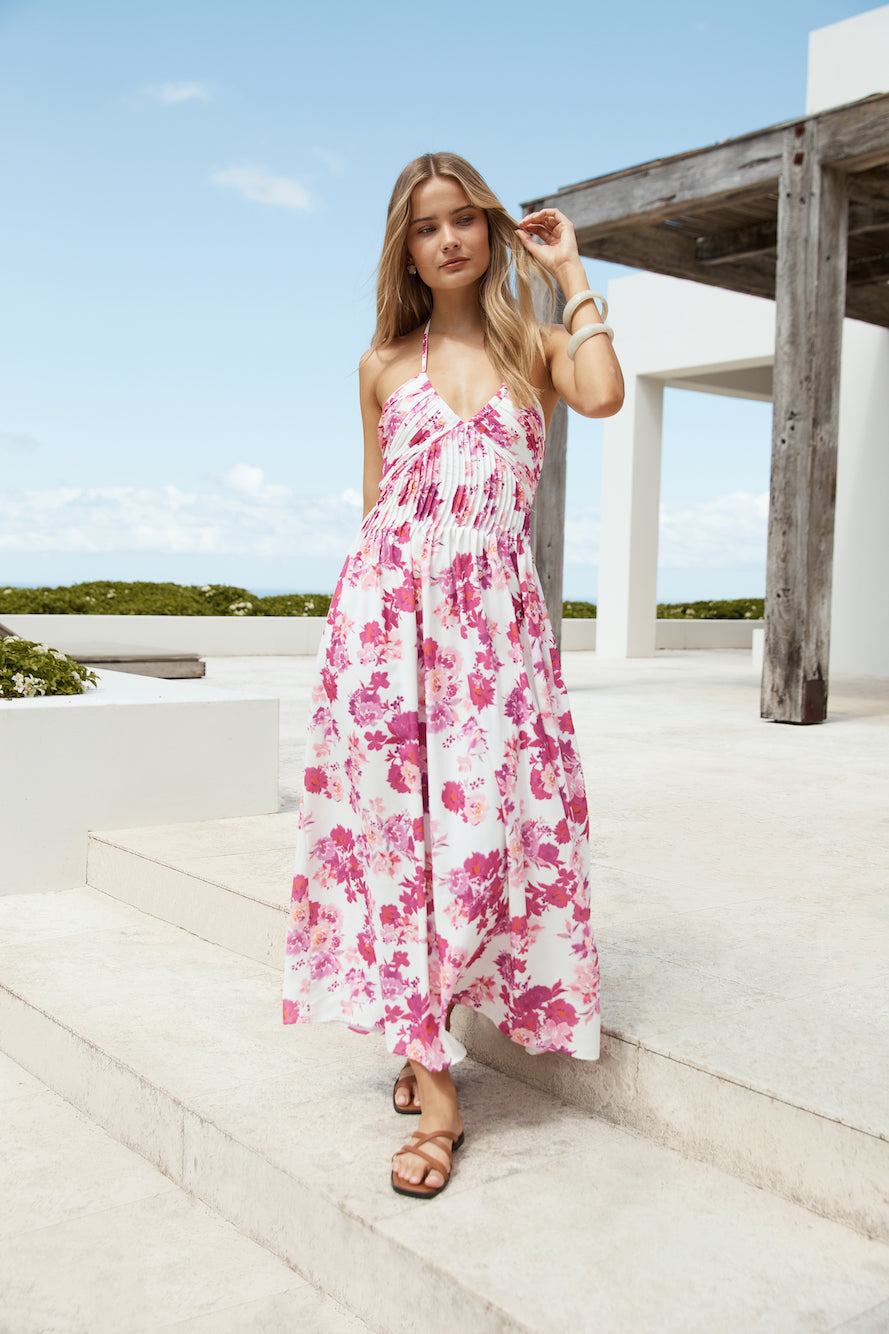 Cross My Heart Halter Maxi Dress Pink-Seaa Fashion