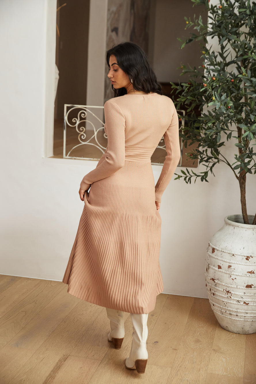 Flourishing Love Midi Dress Brown-Seaa Fashion