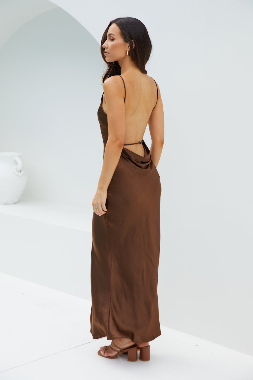 Amber Glow Maxi Dress Brown-Seaa Fashion