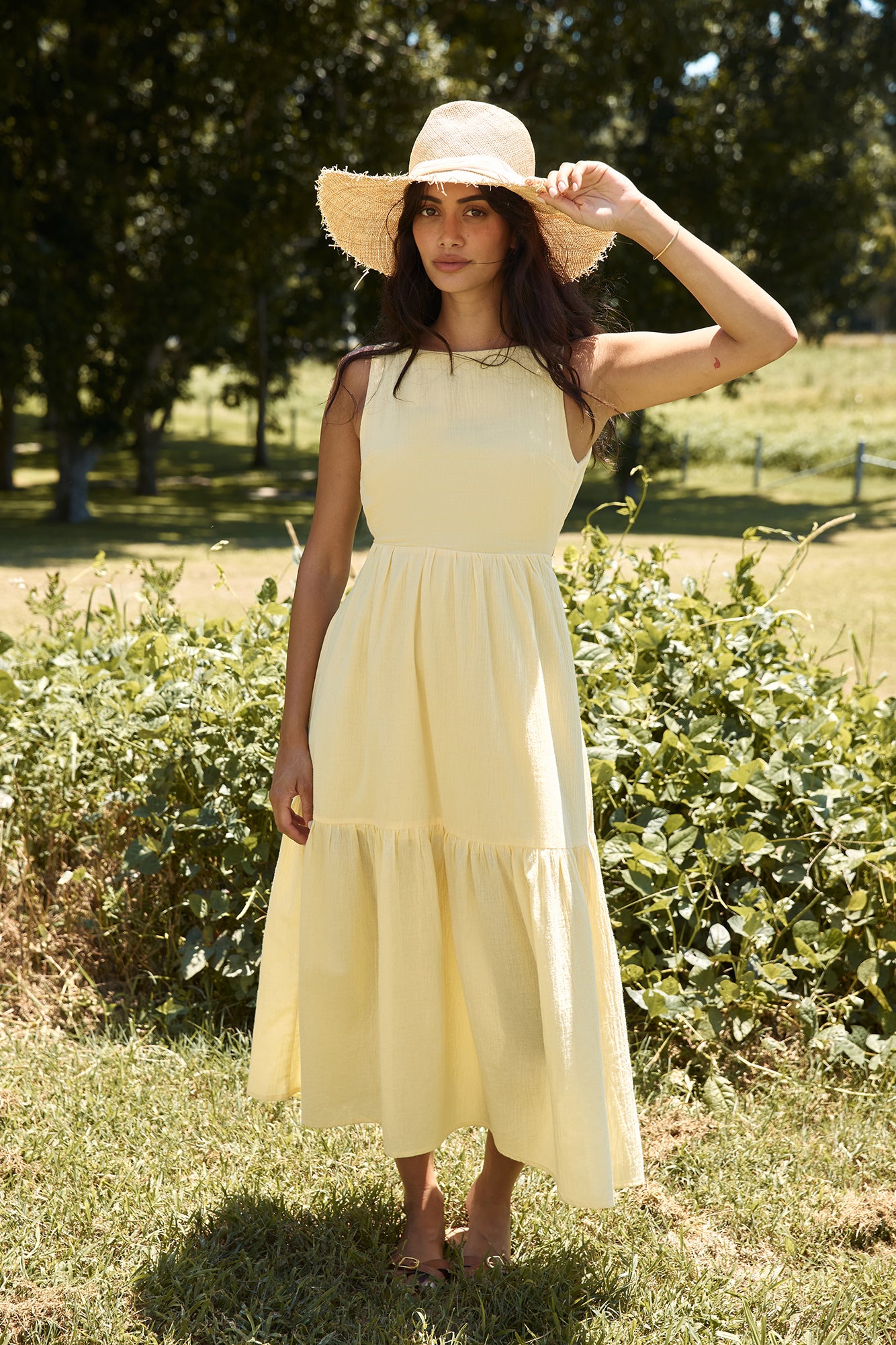 With The Wind Midi Dress Yellow-Seaa Fashion