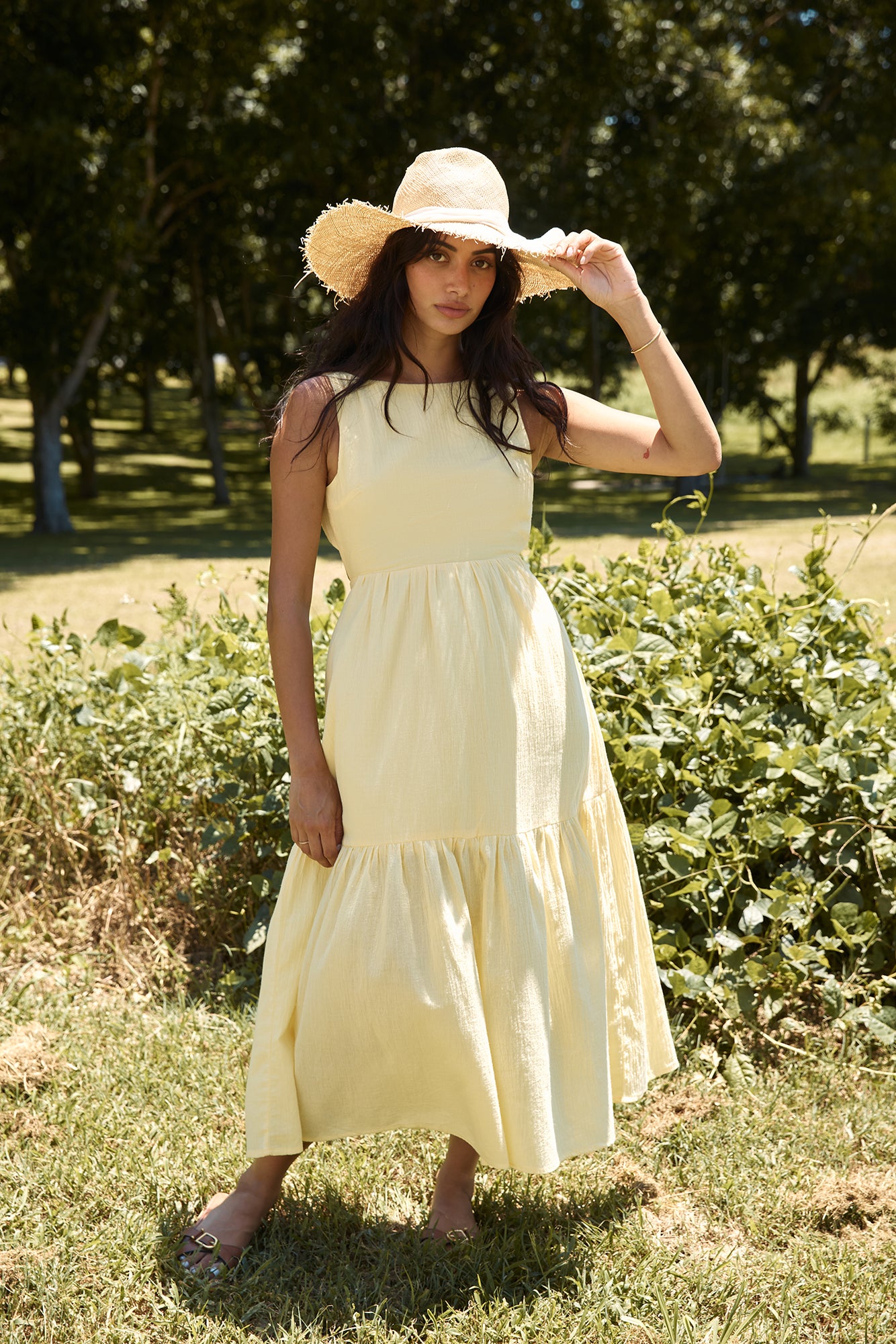 With The Wind Midi Dress Yellow-Seaa Fashion