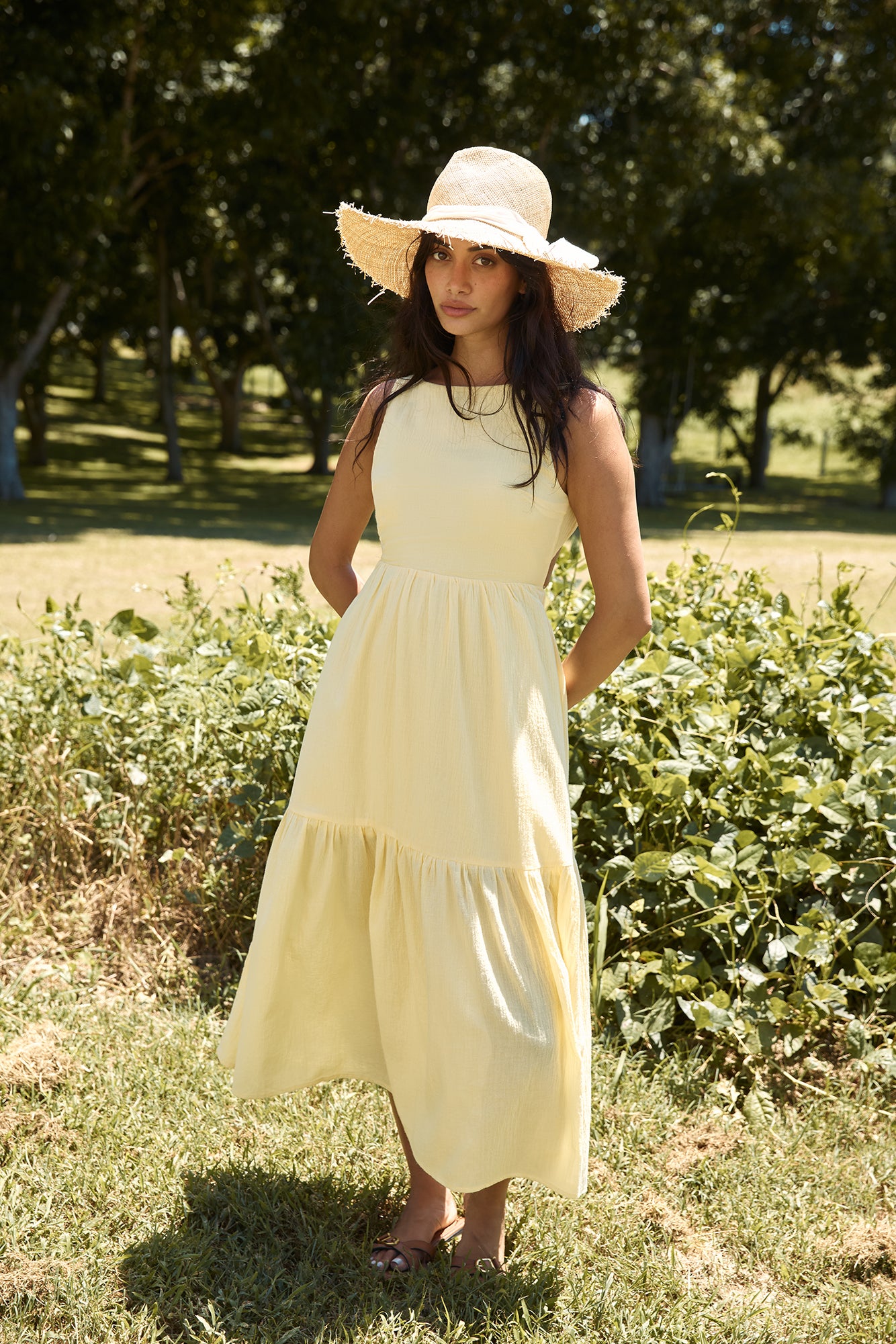 With The Wind Midi Dress Yellow-Seaa Fashion