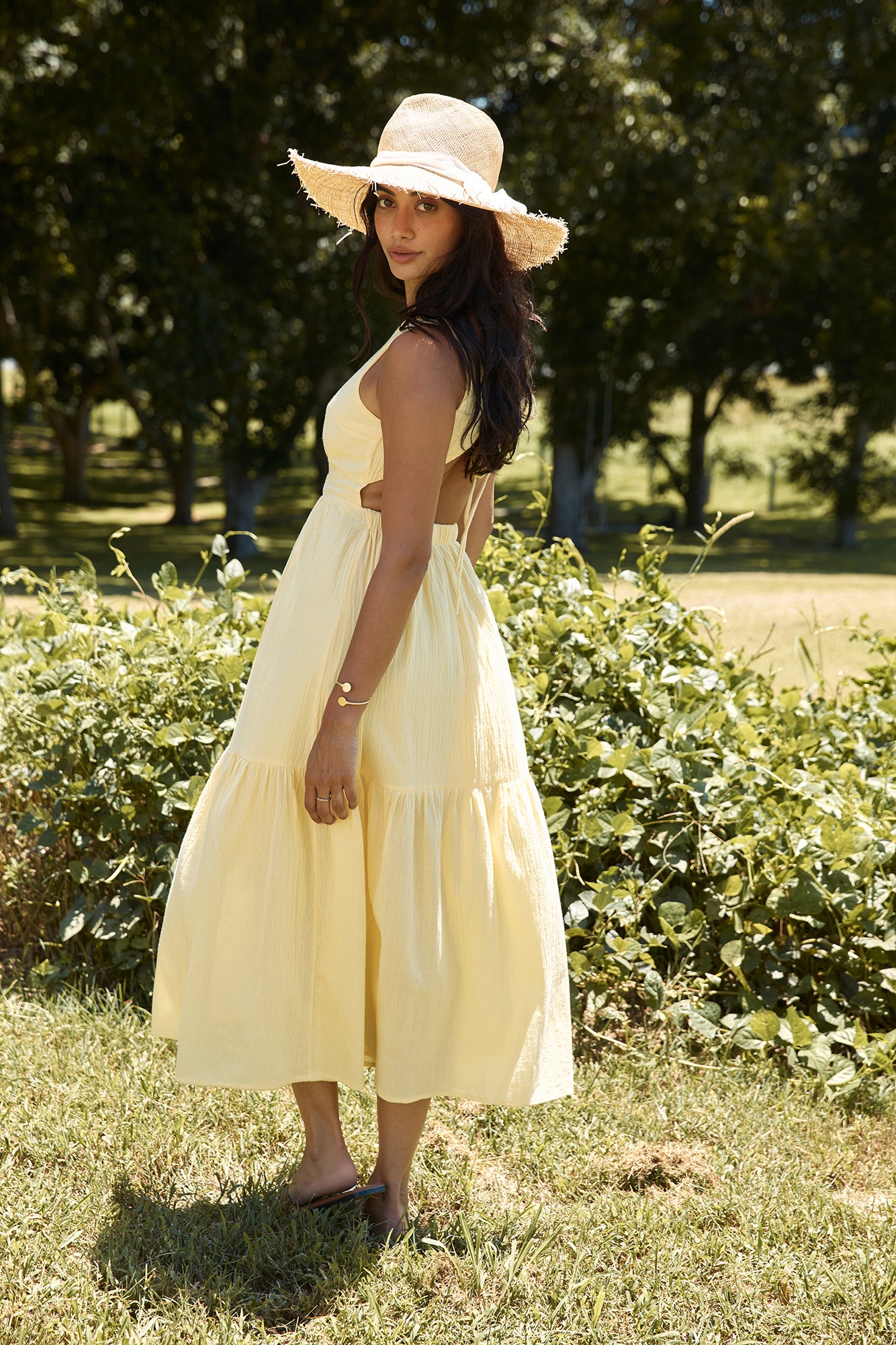 With The Wind Midi Dress Yellow-Seaa Fashion