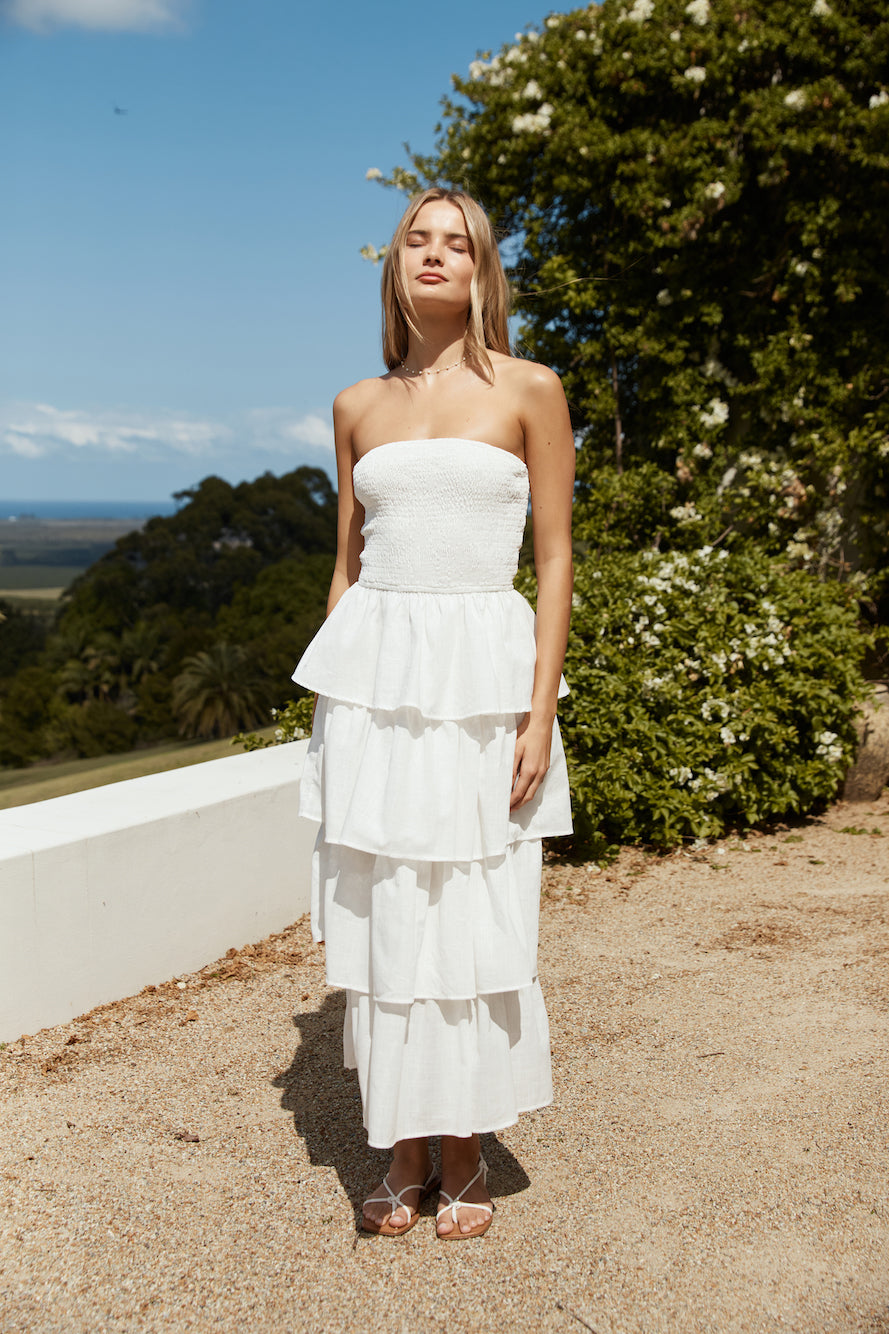 Glass Slipper Strapless Maxi Dress White-Seaa Fashion