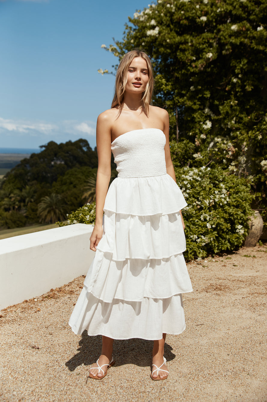 Glass Slipper Strapless Maxi Dress White-Seaa Fashion