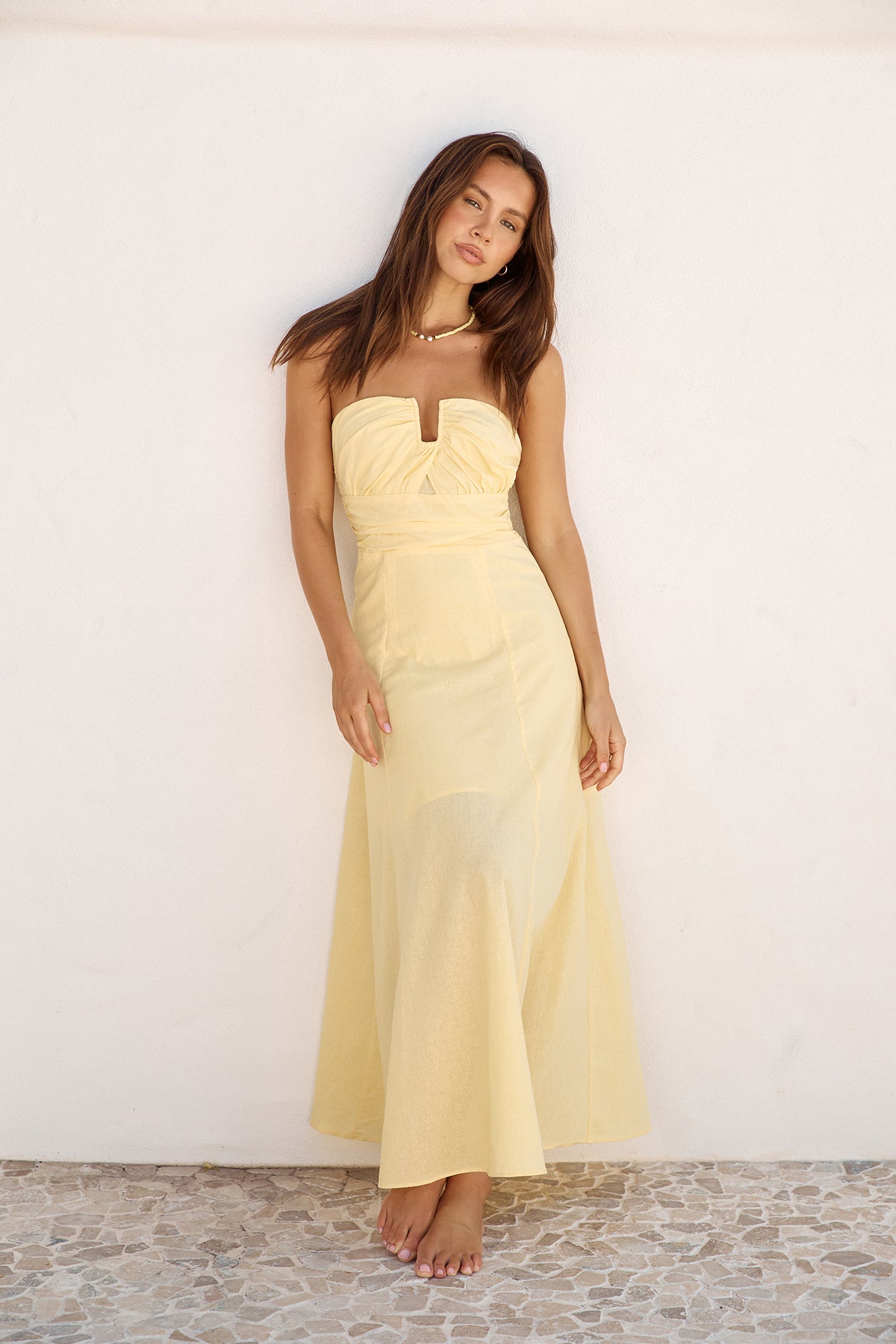 Sunshine Bliss Strapless Maxi Dress Yellow-Seaa Fashion