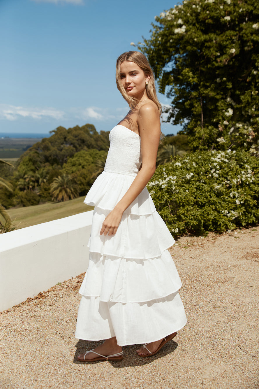 Glass Slipper Strapless Maxi Dress White-Seaa Fashion