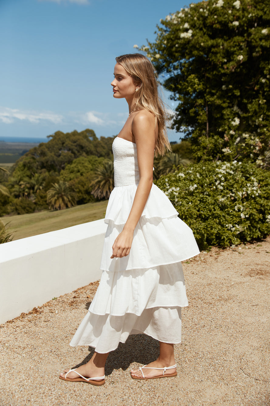 Glass Slipper Strapless Maxi Dress White-Seaa Fashion