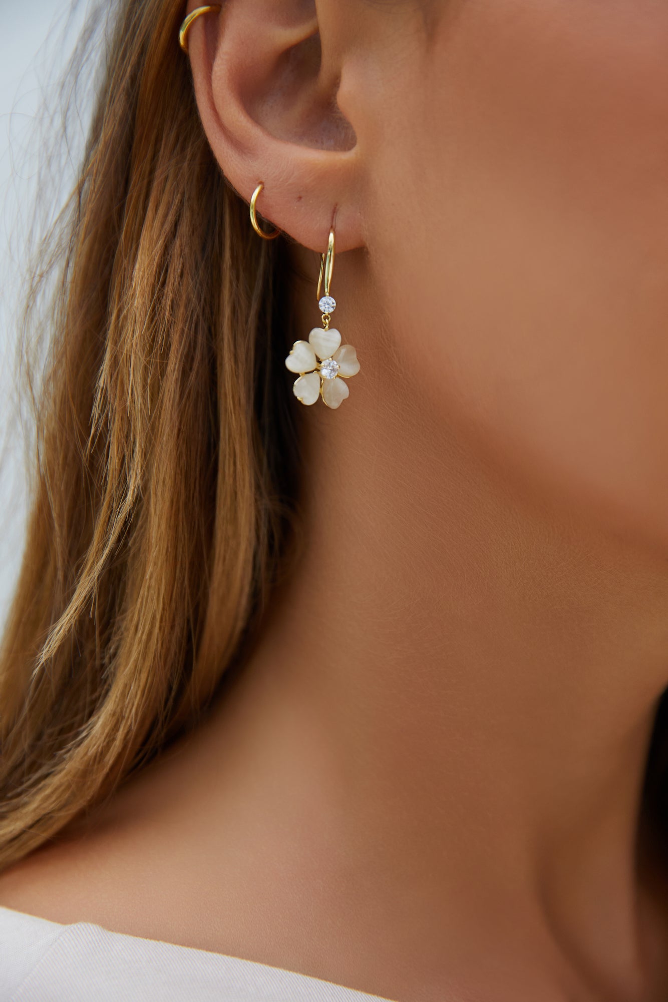18k Gold Plated Floral Feels Earrings Gold-Seaa Fashion