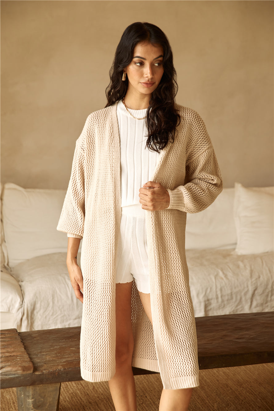 By The Fire Longline Cardigan Beige-Seaa Fashion