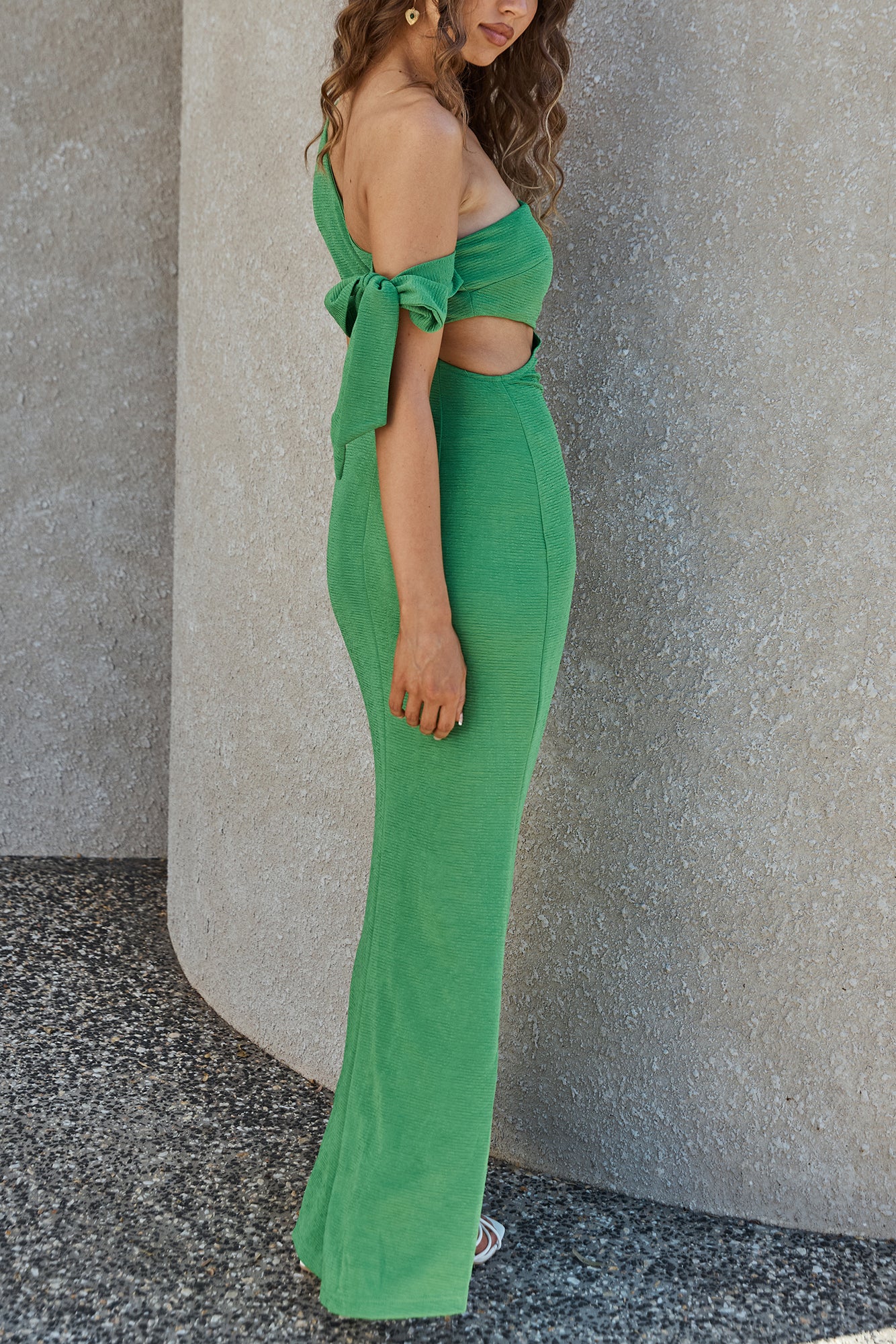 Luscious Fields One Shoulder Maxi Dress Green-Seaa Fashion