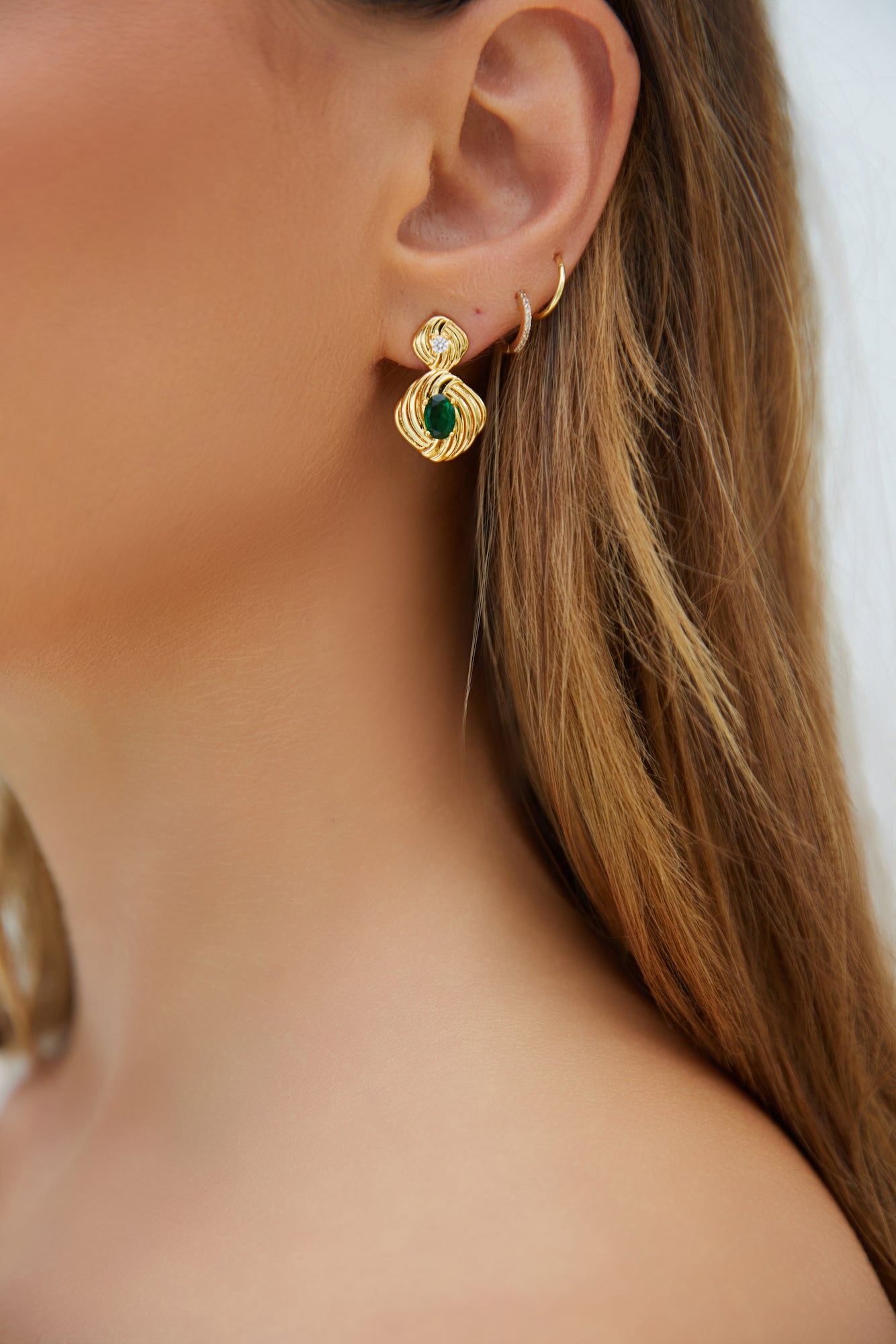 18k Gold Plated Royalty Earrings Gold-Seaa Fashion