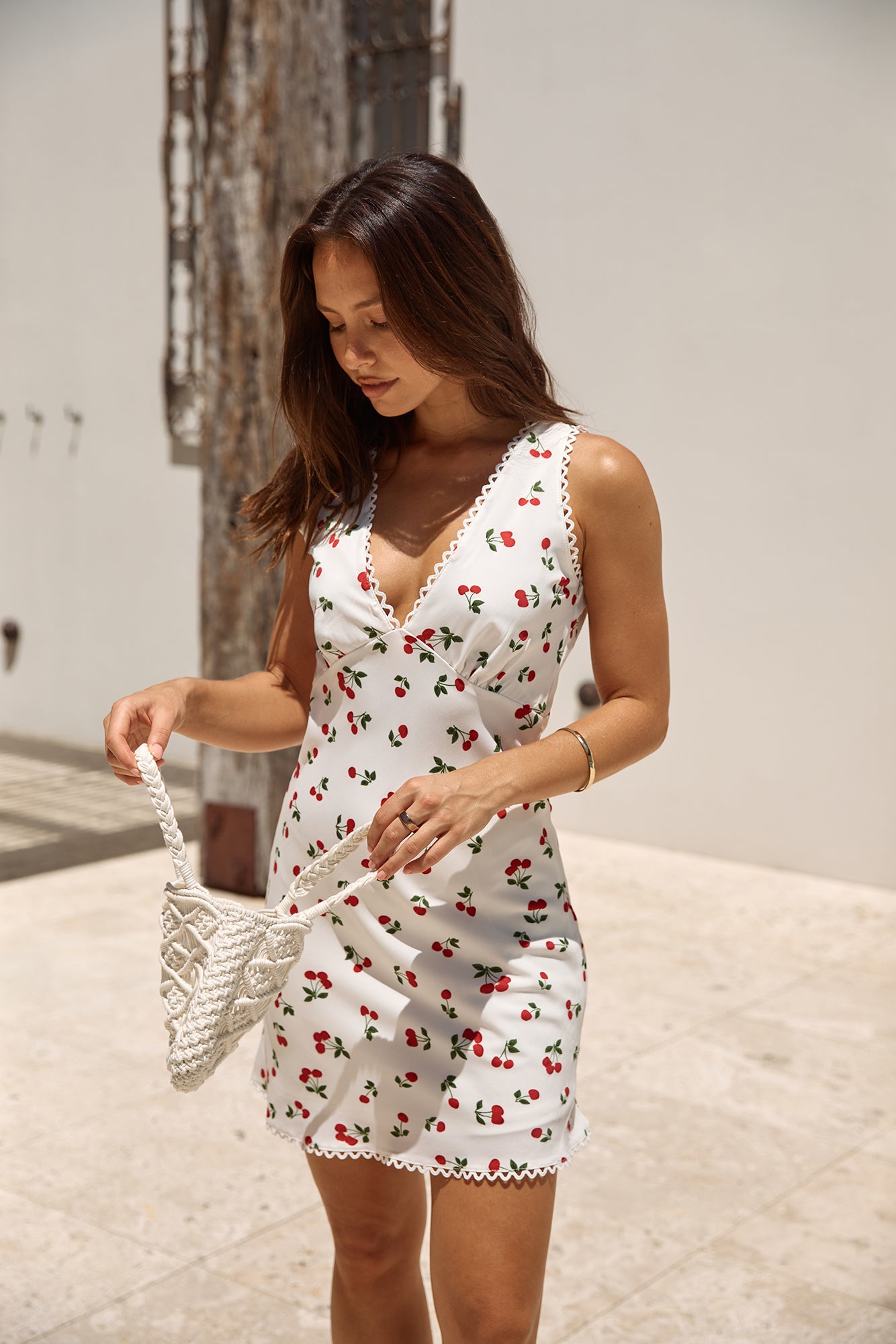 Cherry Tree Mini Dress White-Seaa Fashion