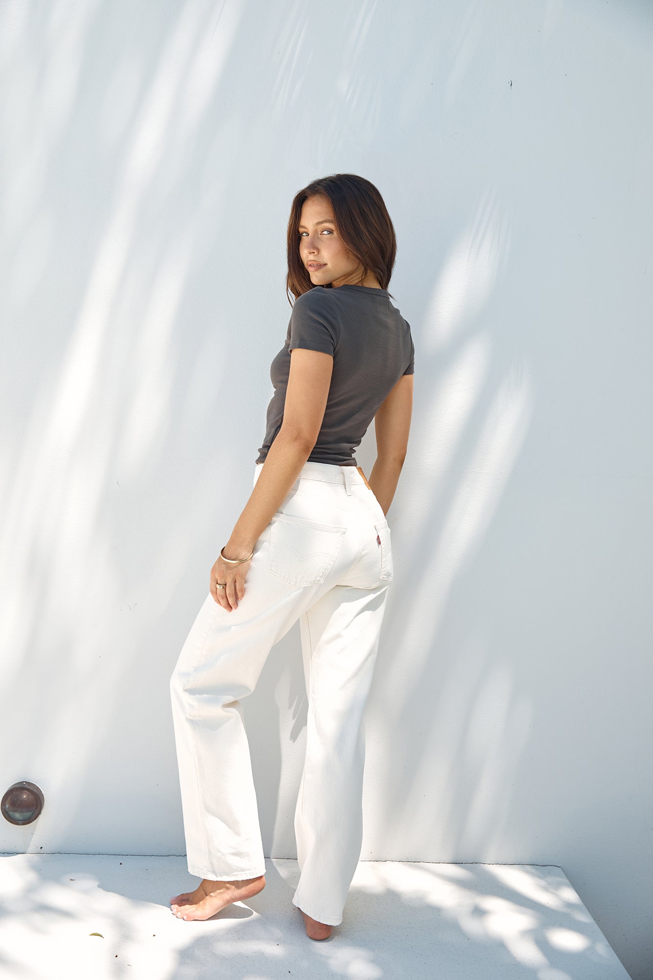 WRANGLER Rose Staple Rib Tee Slate-Seaa Fashion