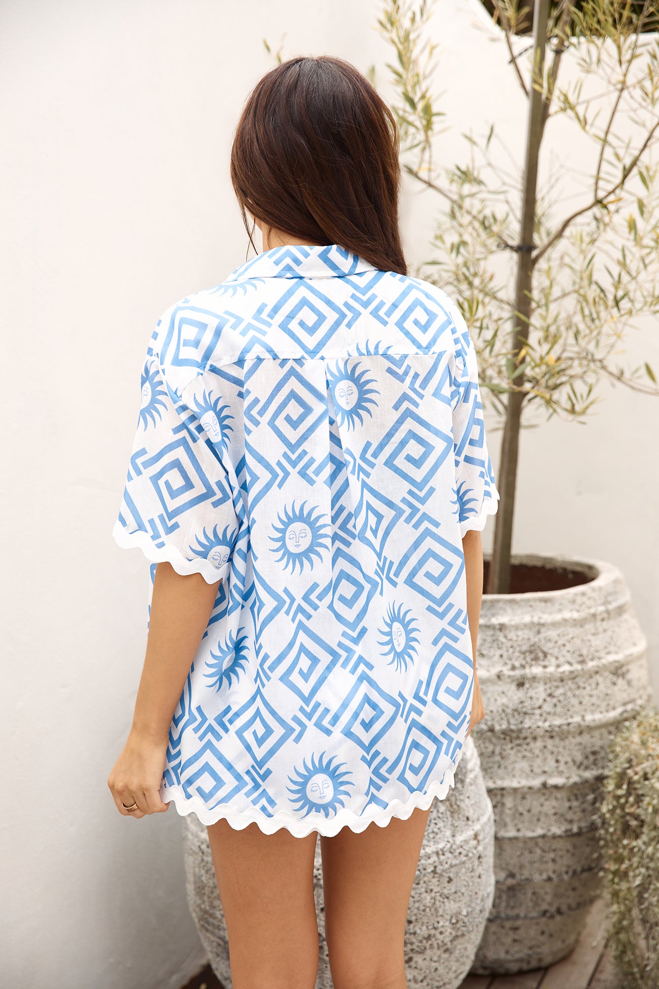 Santorini Rooftop Shirt Blue-Seaa Fashion