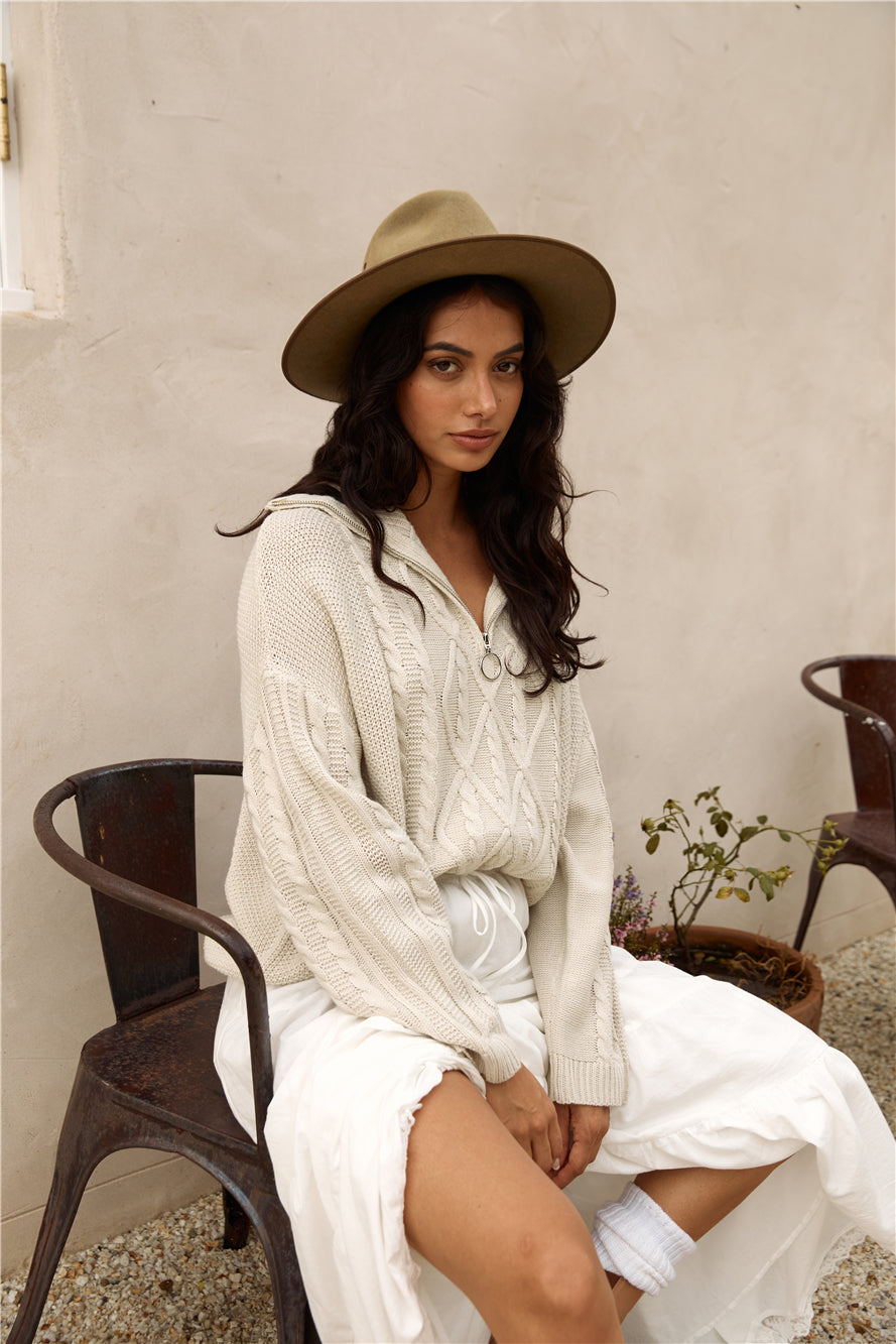 For Real Knit Jumper Beige-Seaa Fashion