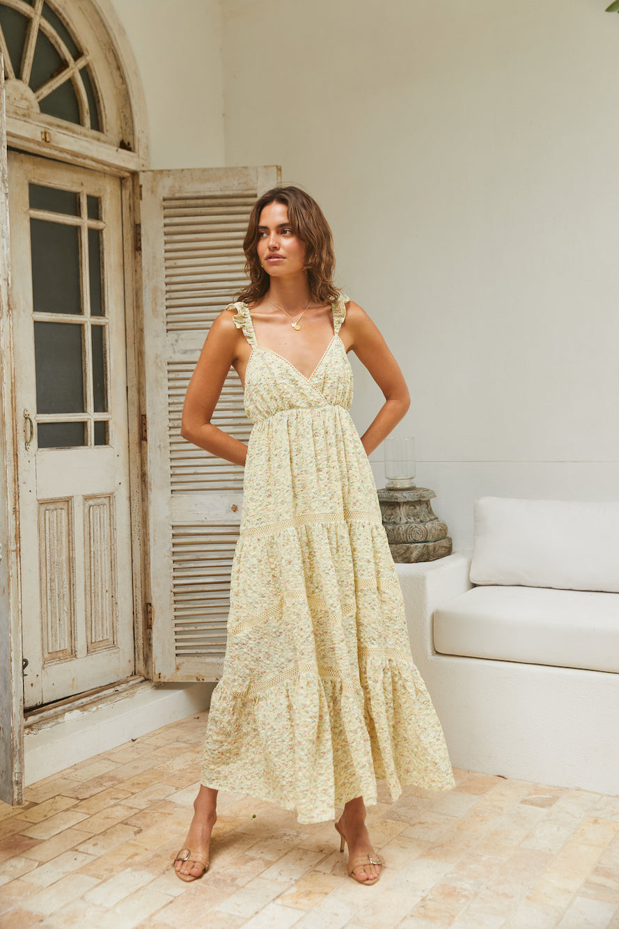 Willow Bloom Maxi Dress Yellow-Seaa Fashion