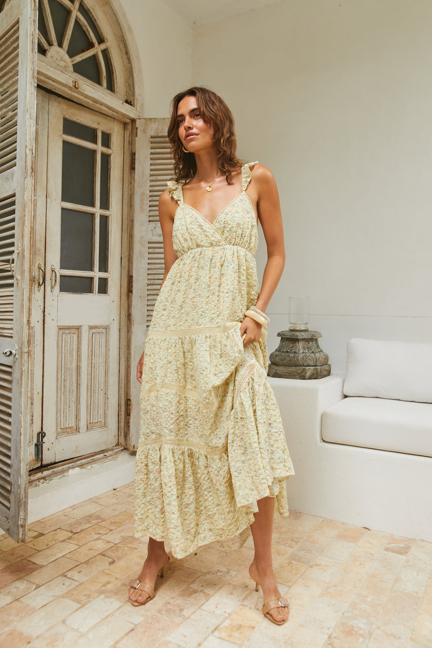 Willow Bloom Maxi Dress Yellow-Seaa Fashion
