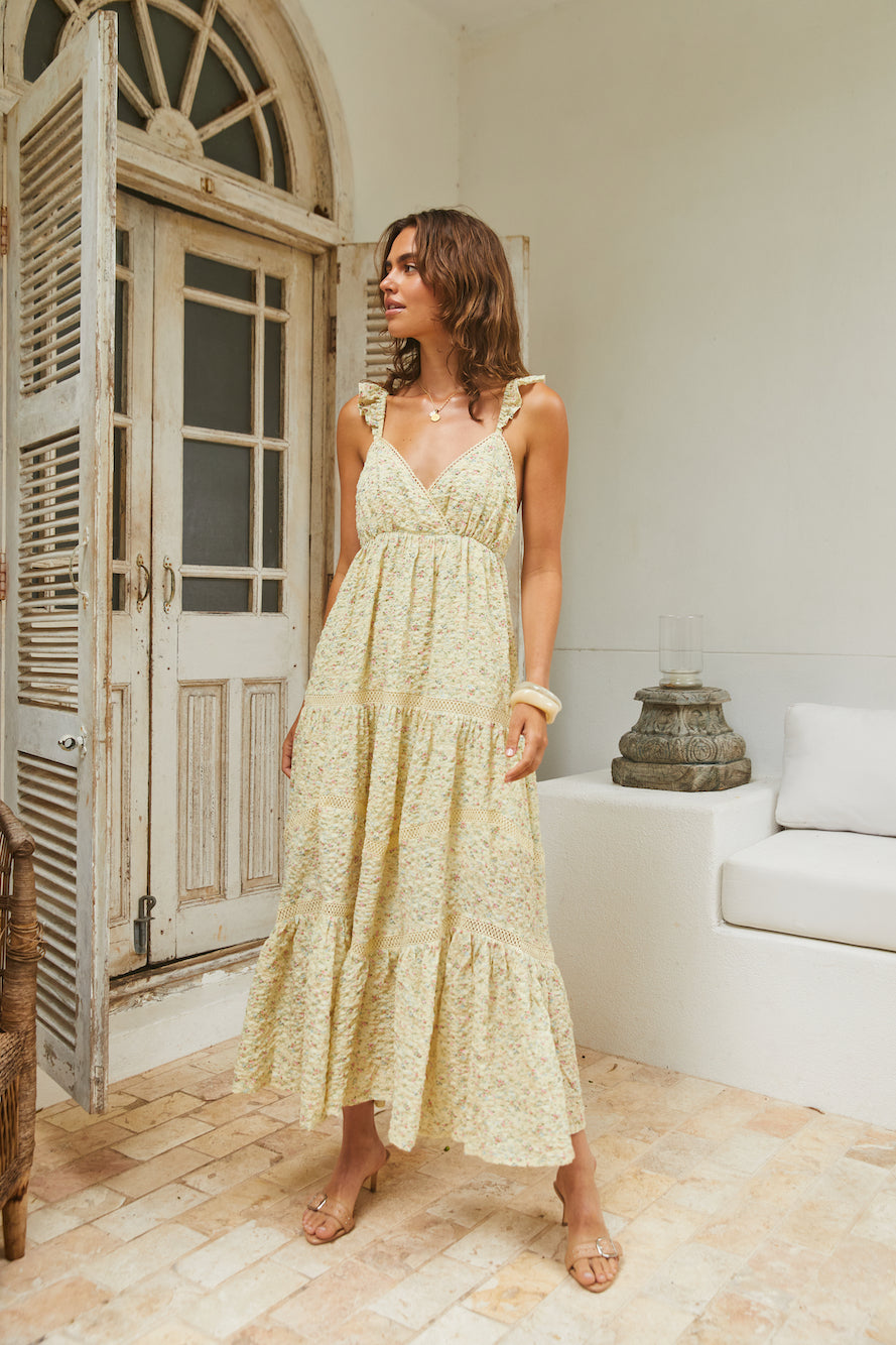 Willow Bloom Maxi Dress Yellow-Seaa Fashion
