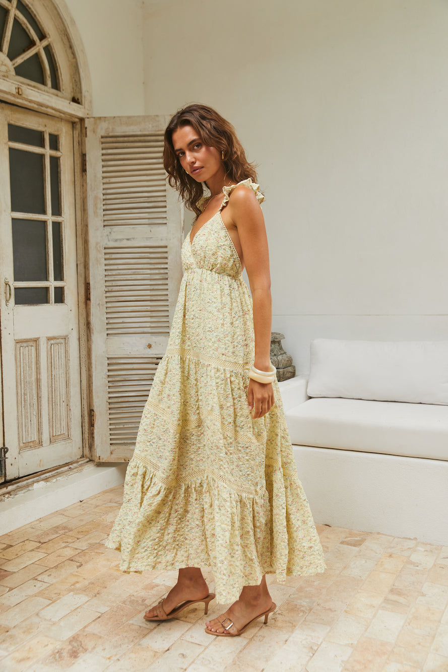 Willow Bloom Maxi Dress Yellow-Seaa Fashion