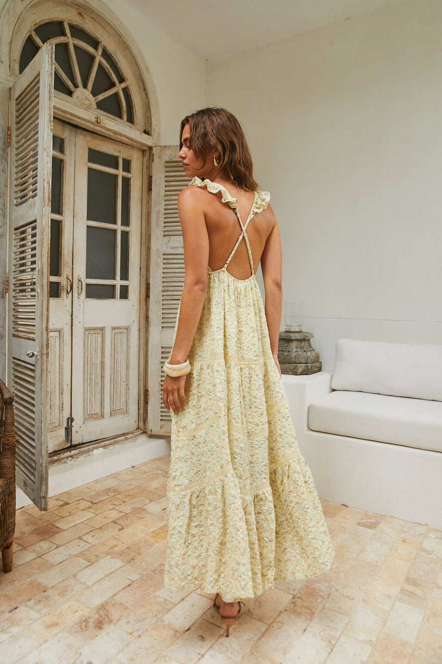 Willow Bloom Maxi Dress Yellow-Seaa Fashion