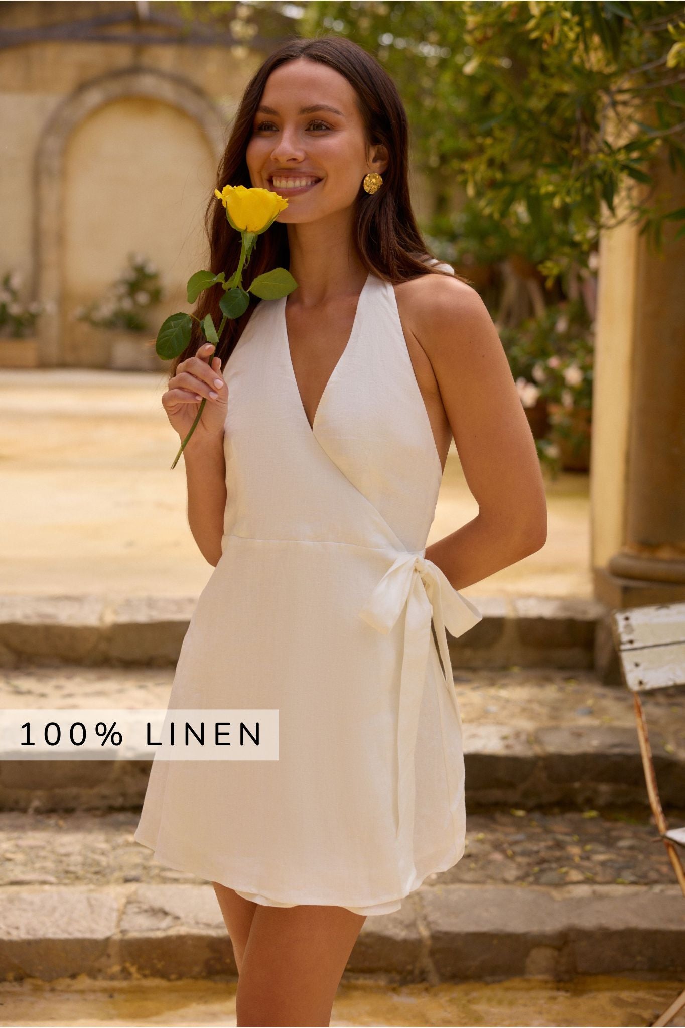 Lucia 100% Linen Mini Dress White-Seaa Fashion
