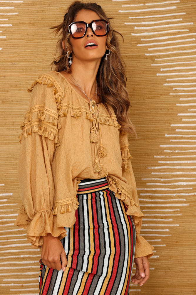 Avoca Top Mustard-Seaa Fashion