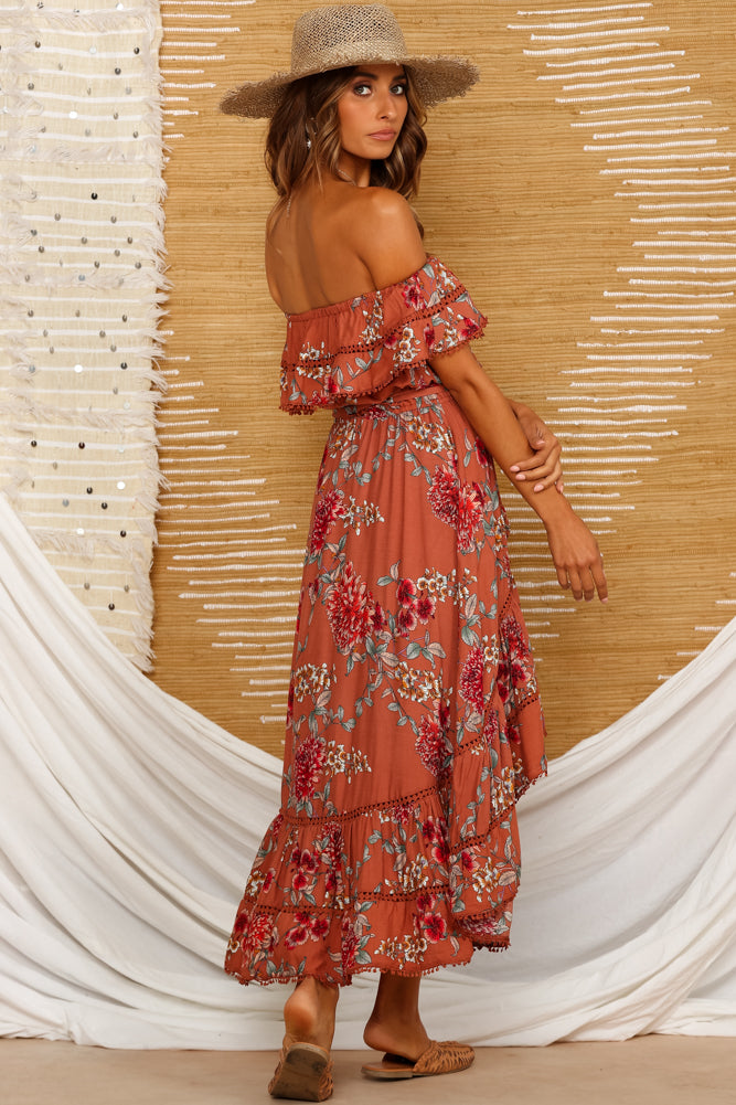 Carlyle Midi Dress Rust-Seaa Fashion