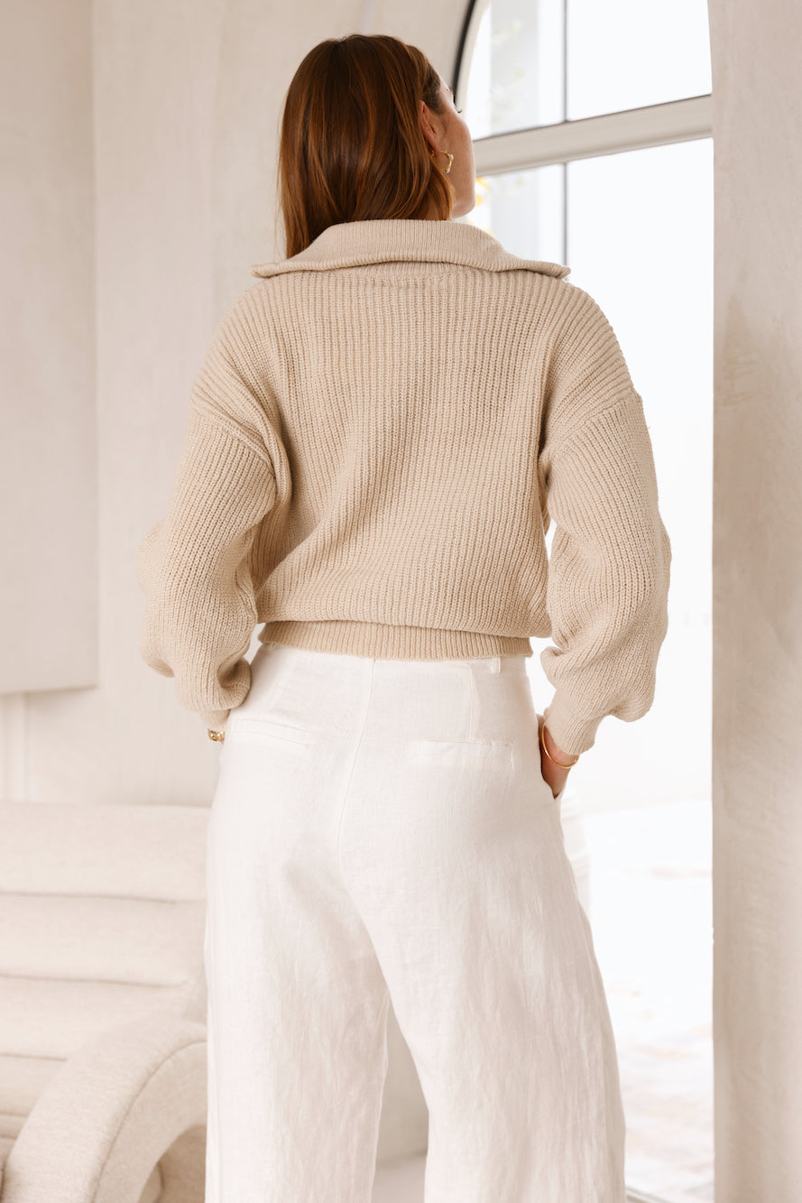 Lyla Knit Jumper Beige-Seaa Fashion