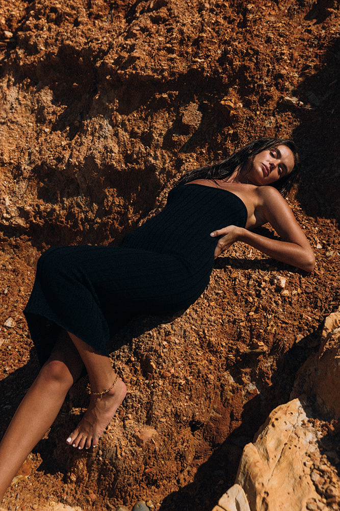 SNDYS Baha Knit Midi Dress Black-Seaa Fashion