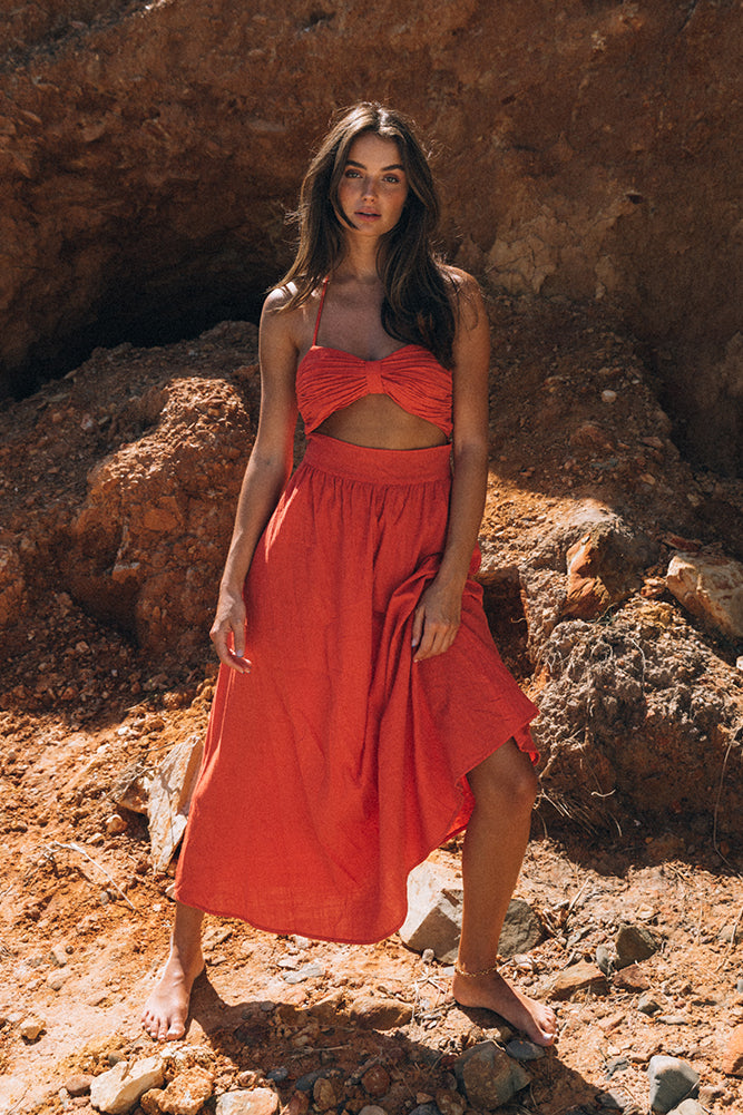 SNDYS Boat Linen Maxi Dress Red-Seaa Fashion