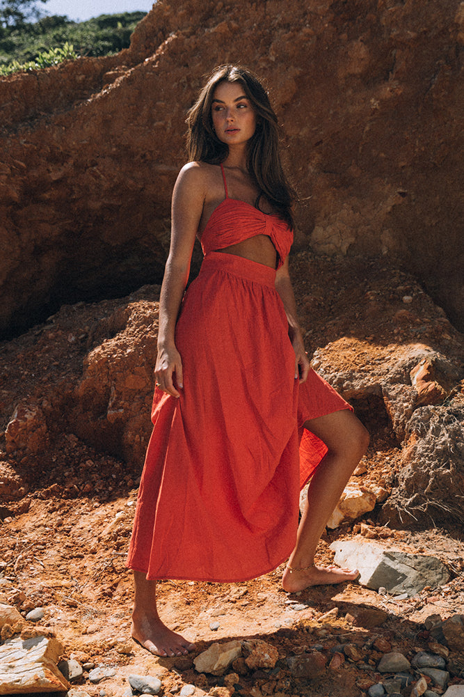 SNDYS Boat Linen Maxi Dress Red-Seaa Fashion