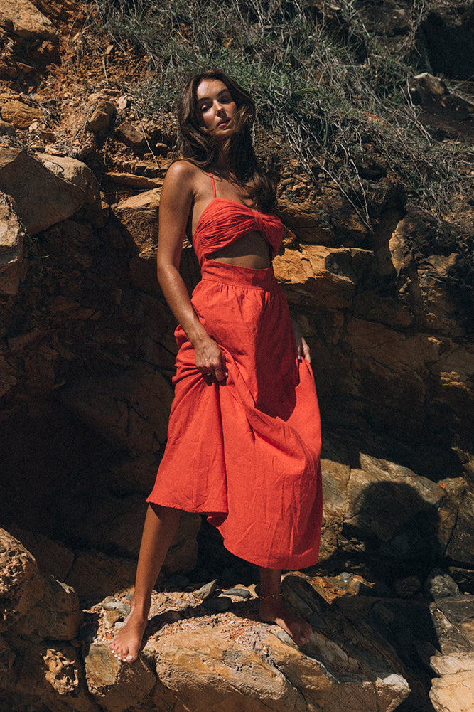 SNDYS Boat Linen Maxi Dress Red-Seaa Fashion