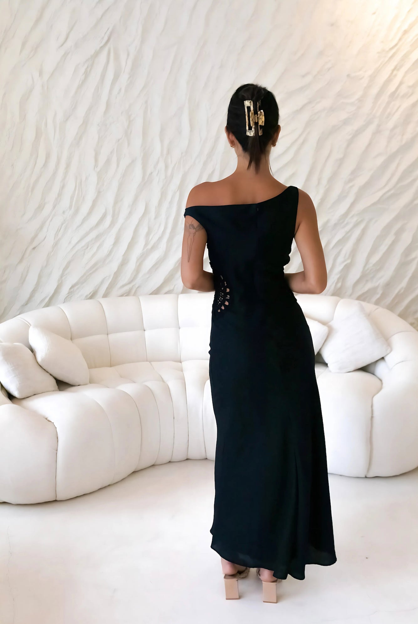 Moonlight Dancer Off Shoulder Maxi Dress Black-Seaa Fashion