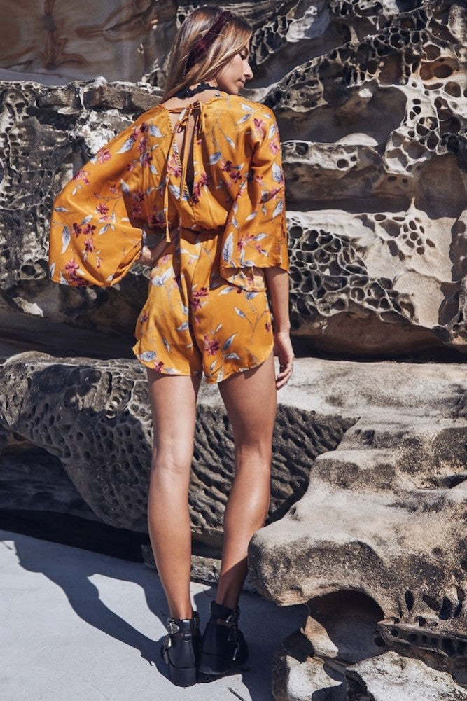 Chica Bonita Romper Mustard-Seaa Fashion