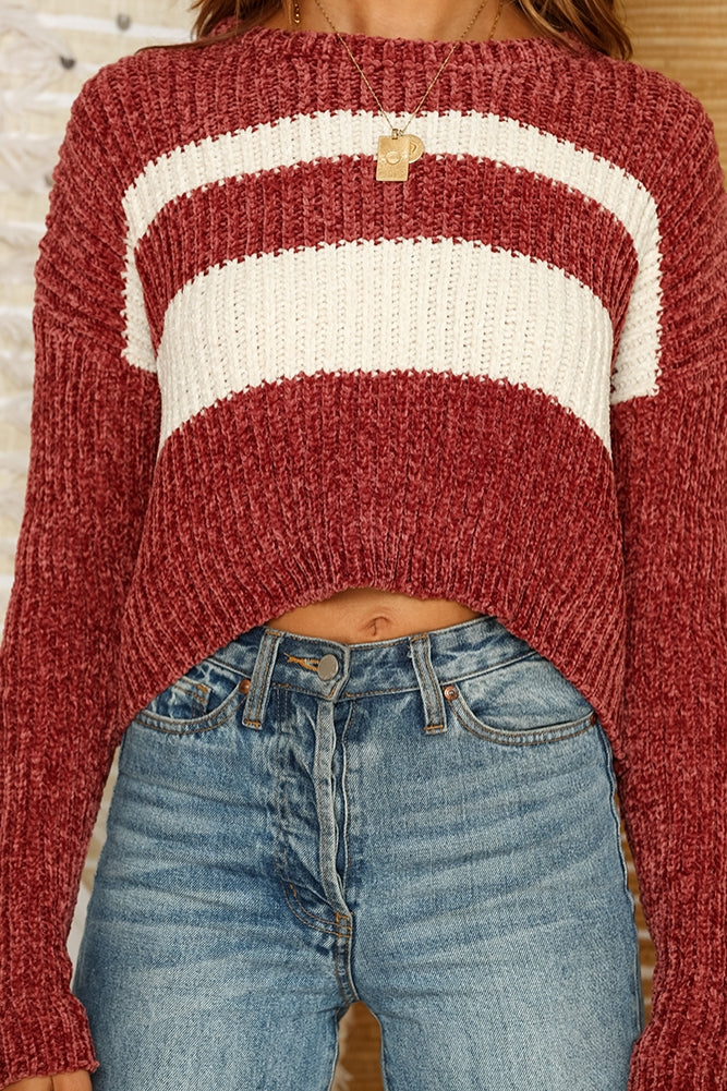 Geralton Crop Knit Wine-Seaa Fashion